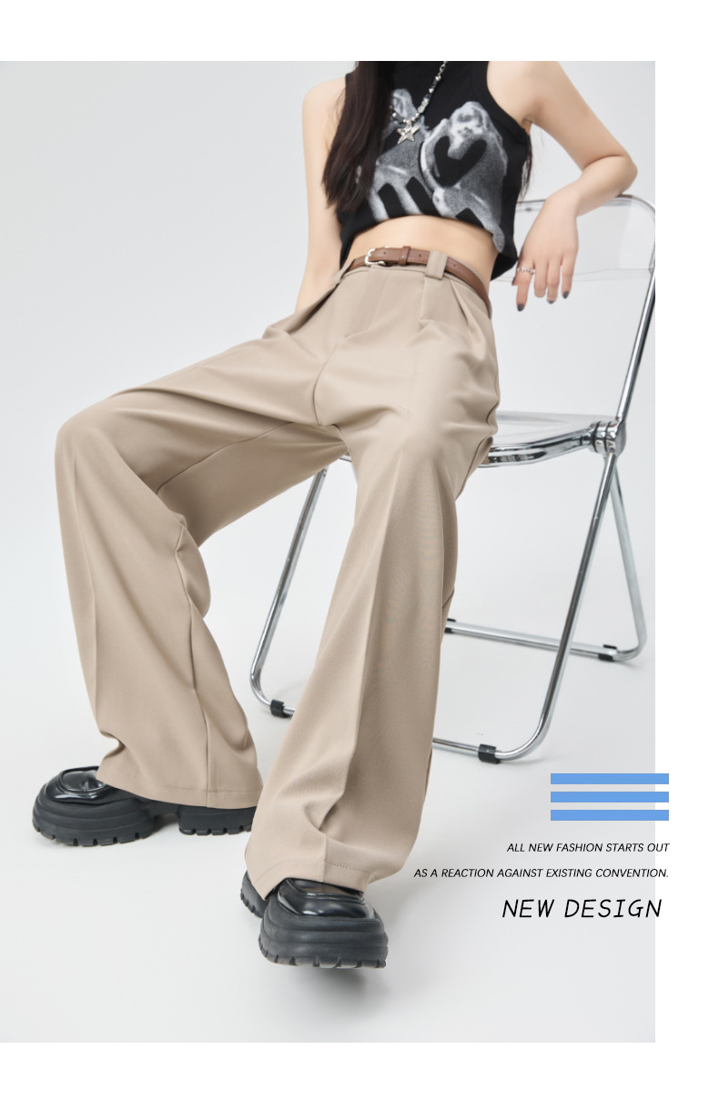 白色西装裤女夏薄宽松小个子直筒坠感休闲裤子高品质窄版阔腿长裤详情19