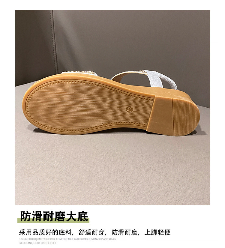 凉鞋女仙女风平底2024夏季新款露趾舒适平底鞋网红百搭水钻罗马鞋详情8