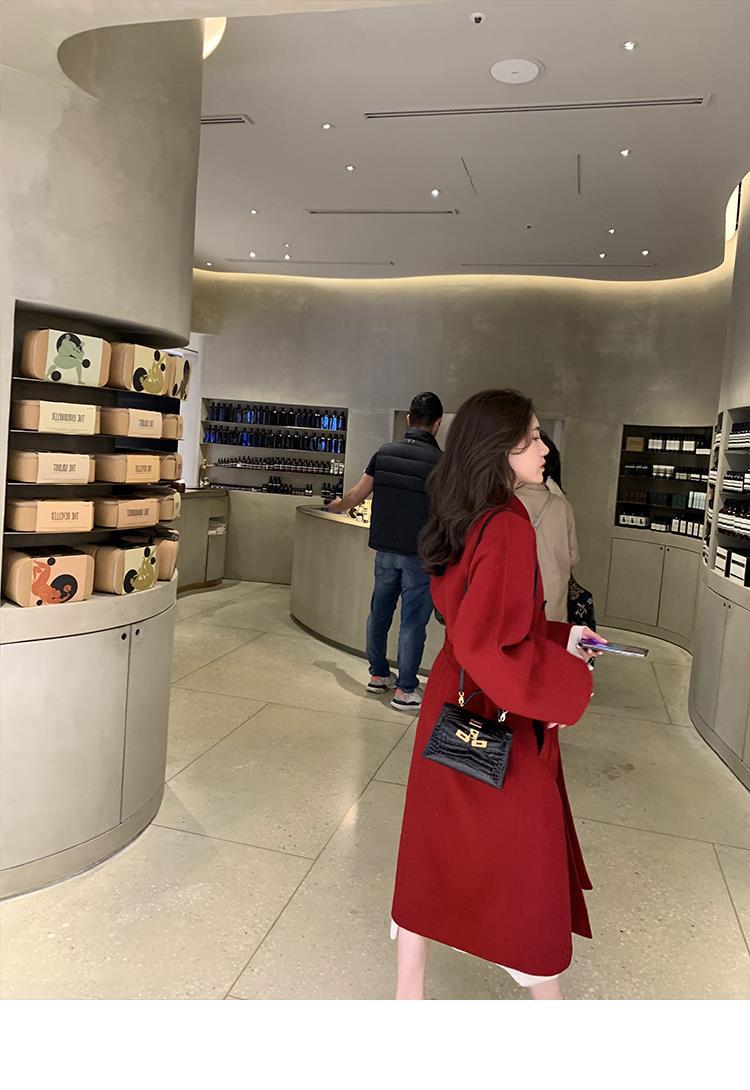 反季驼色呢子双面羊绒大衣女中长款2022年秋冬季韩系温柔毛呢外套详情19