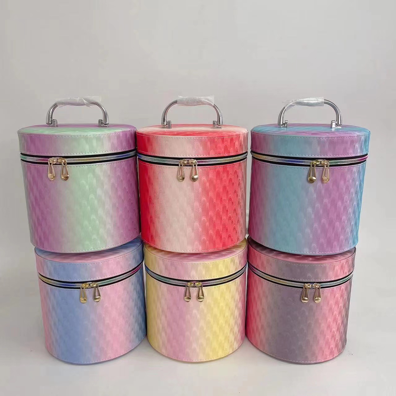 化妆包时尚扎染亮面PU皮防泼水手提化妆箱大容量休闲洋气收纳包详情7