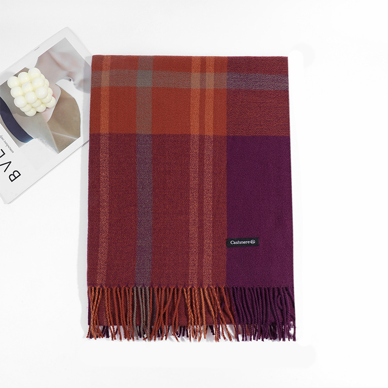 格子围巾女士2023秋冬季新款甜美保暖仿羊绒围巾披肩围脖工厂批发详情19