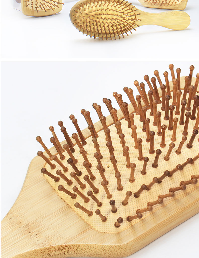 Wholesale of natural bamboo and wood combs, air cushion massage combs, large curly hair scalp massage combs, hair styling combs, and hair smoothing airbags pic 12