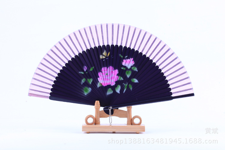 头青喷绘扇  多款花鸟 美女图 高档女扇 珠光柄喷绘丝绸扇子 折扇详情23