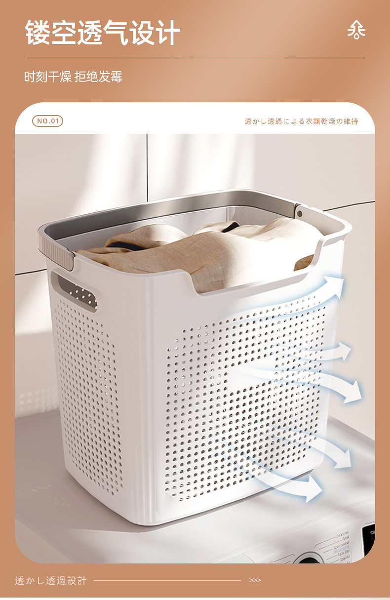 脏衣篮大号收纳筐家用透气脏衣筐塑料洗衣篮宿舍卫生间手提收纳篮详情5