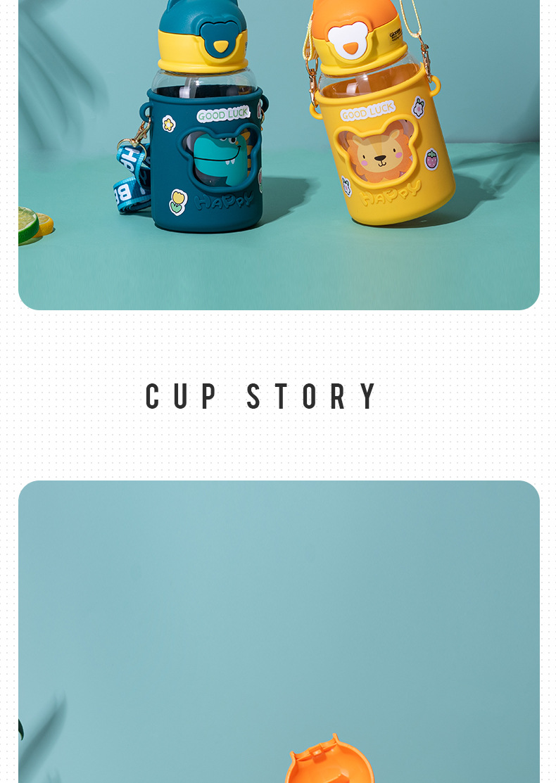 Cartoon bear silicone sleeve plastic cup for students, children, Internet celebrities, high appearance level, cute and portable, bouncy lid straw cup pic 4