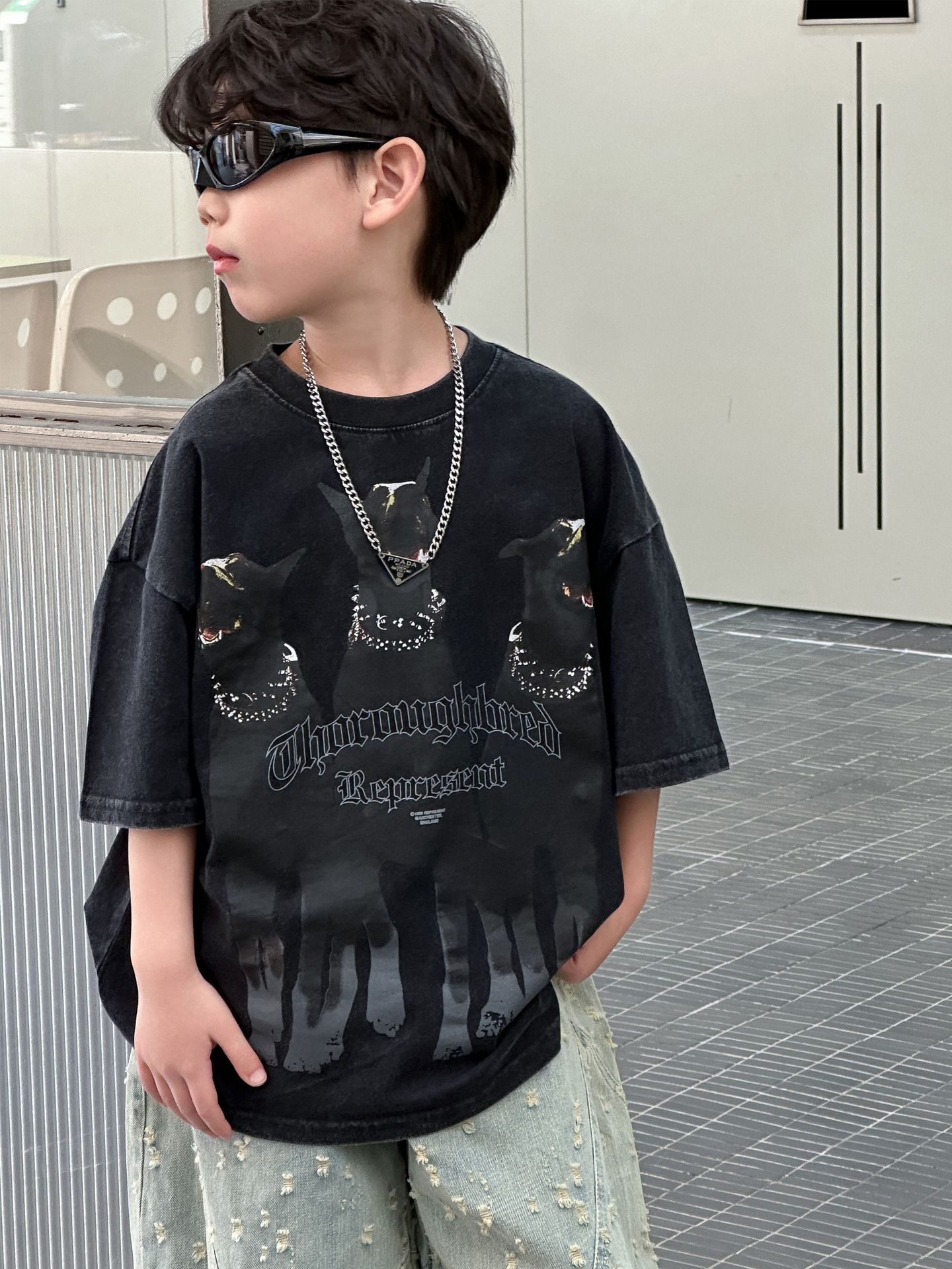儿童卡通纯色T恤2025夏季新款男童韩版洋气上衣中小童夏装短袖潮详情11