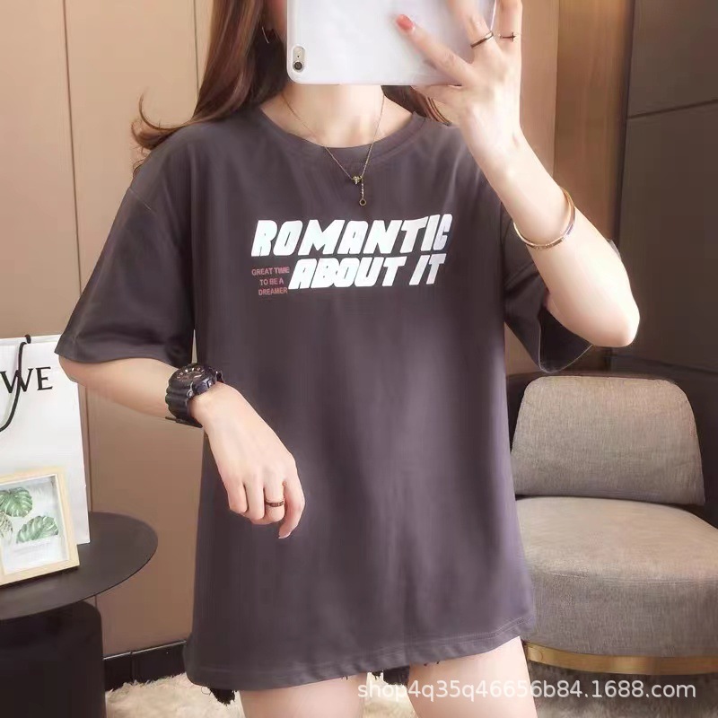 跨境外贸夏季新款韩版女装短袖t恤女式宽松大码印花t上衣地摊批发详情27
