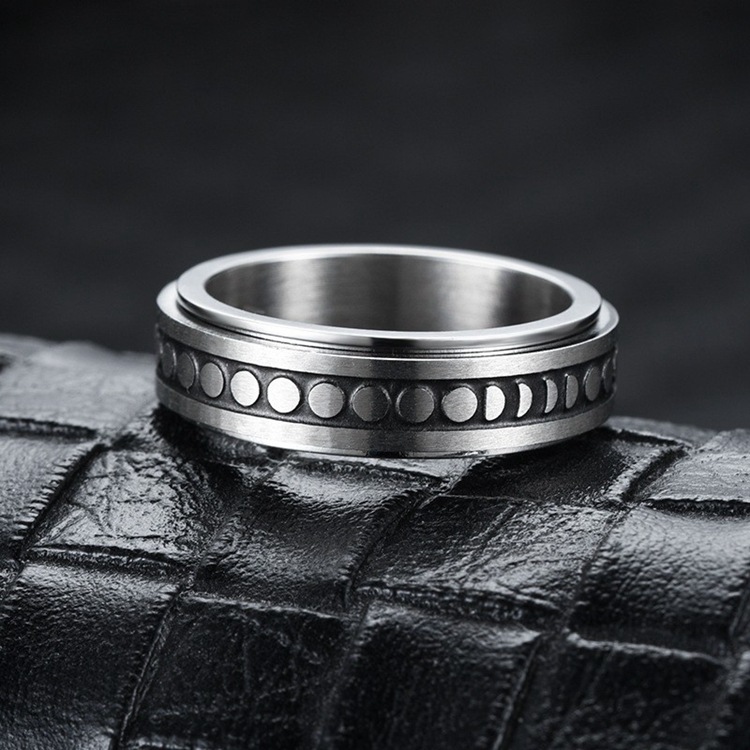 Cross-border Amazon bestseller titanium steel rotating ring, star and moon stress-relieving and anti-anxiety ring, European and American accessories/Chinese trend products pic 37