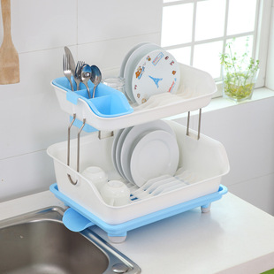 厨房下水槽置物架可伸缩不锈钢管落地式橱柜收纳整理双层储物架子详情3