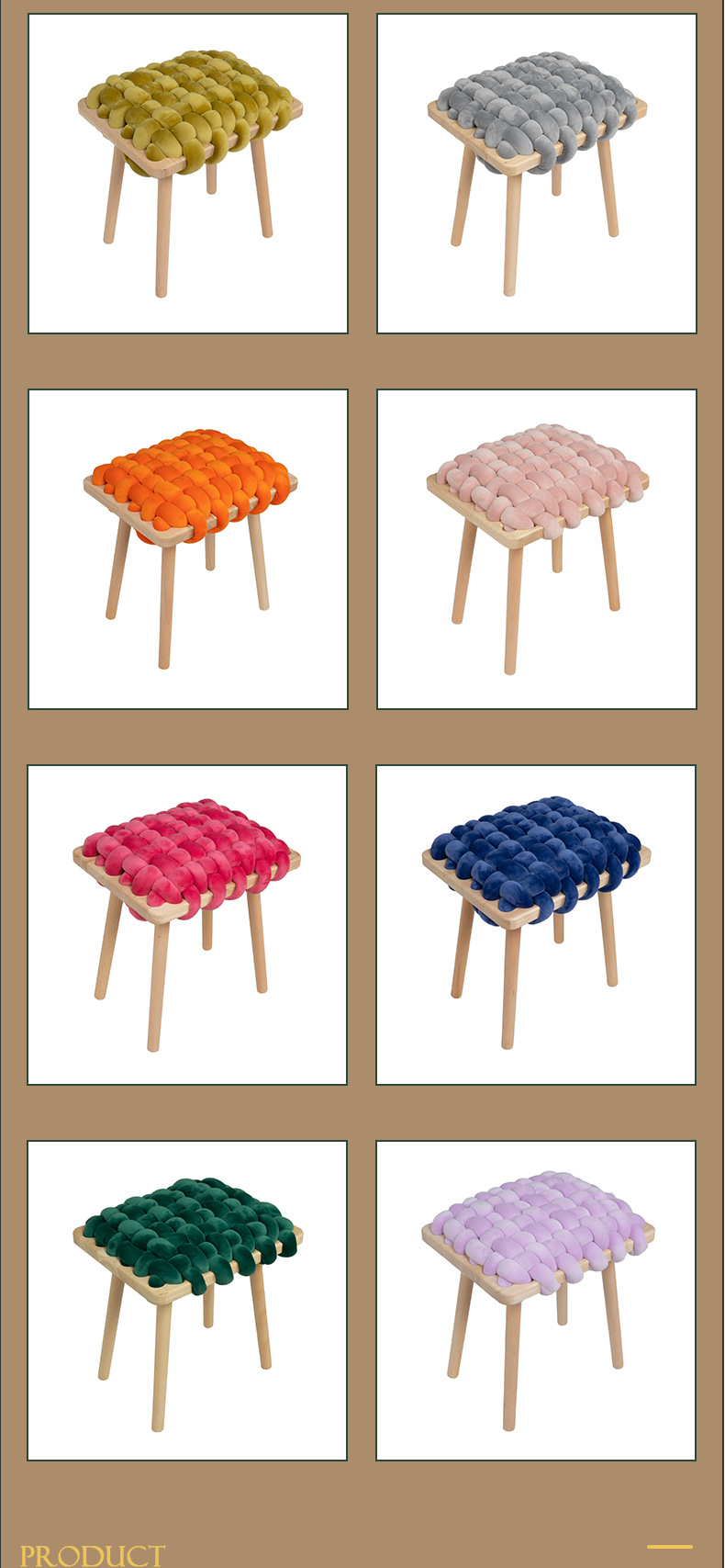 现代简约创意实木手工编织氨纶麻花凳卧室化妆凳镜前梳妆凳换鞋凳详情3