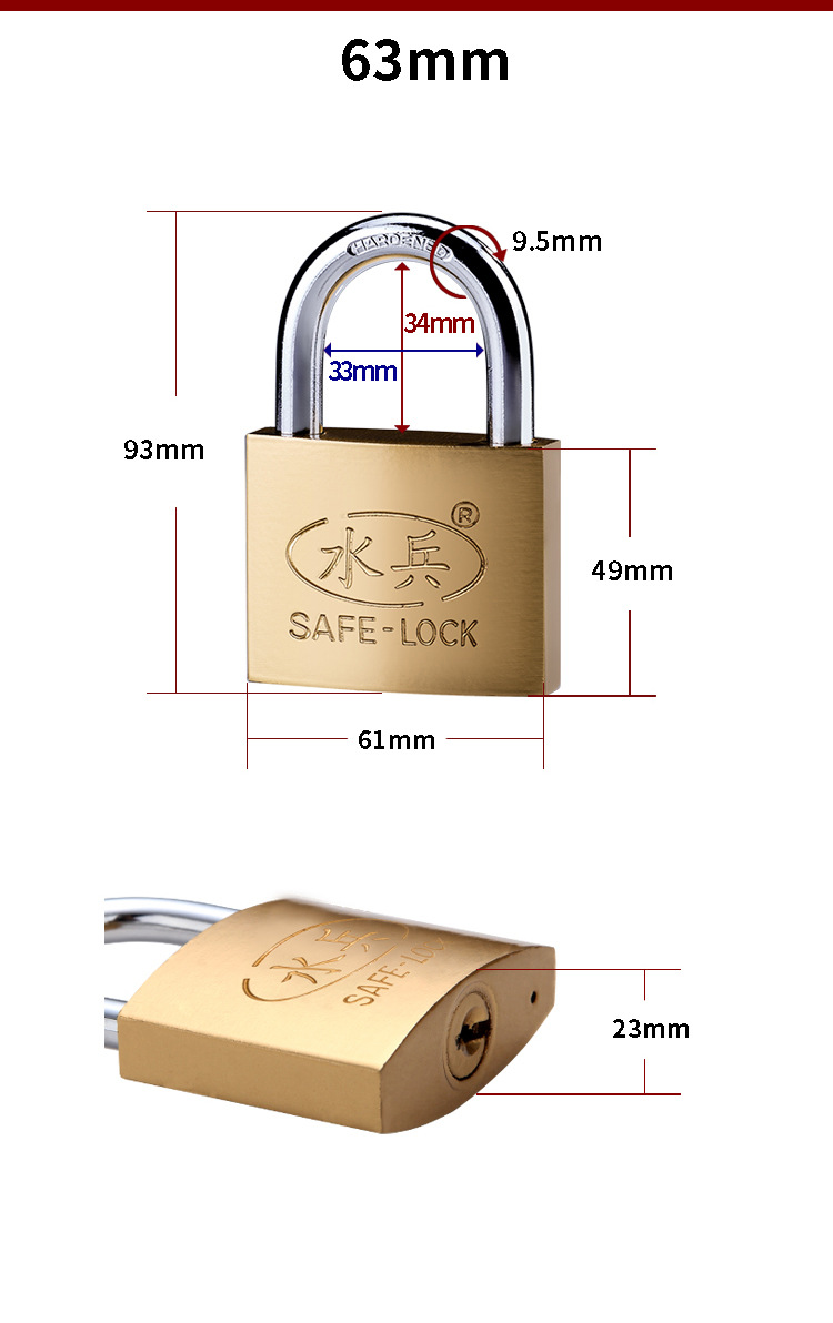 Sailor brand iron lock factory wholesale small lock heads, lock heads in stock, household imitation copper padlock, single opening lock, through opening pic 15