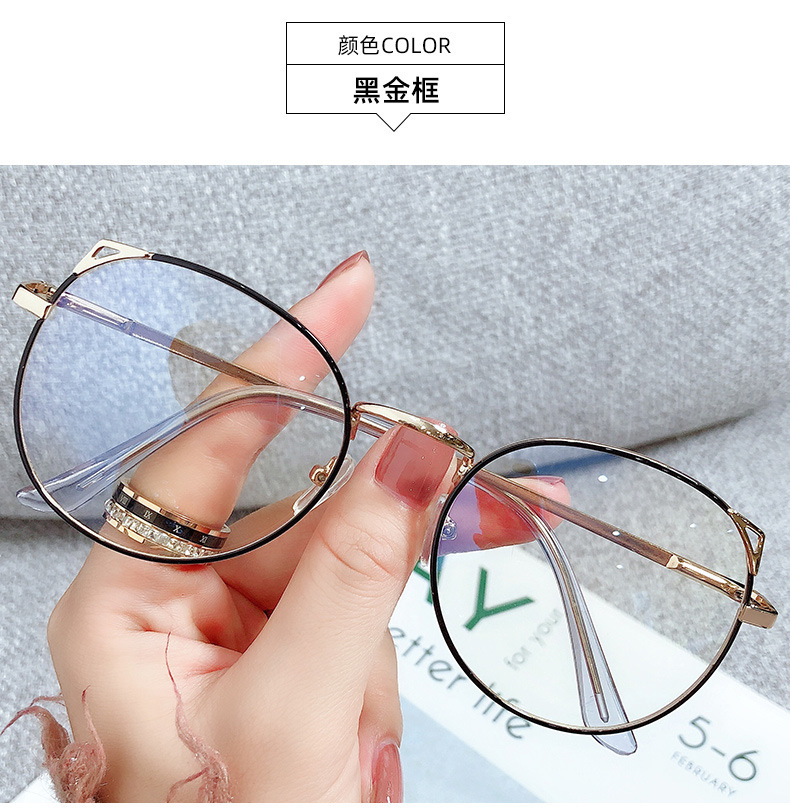 The new metal-framed cat ear anti-blue light retro glasses are suitable for wholesale of myopia glasses for male and female middle school students. The full-frame design makes them more personalized pic 12