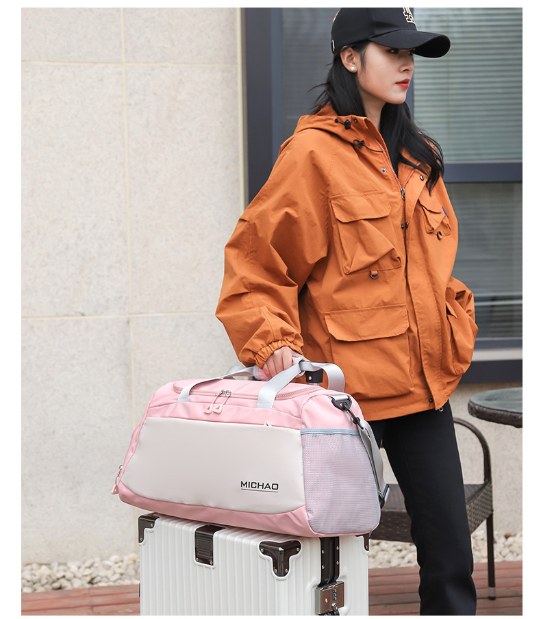 跨境新款旅行包时尚撞色大容量单肩斜挎旅行包出差行李包厂家批发详情38