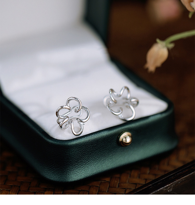 Flower-shaped ear clips for women, 2024 new high-end and light luxury earrings, niche design summer earrings pic 11