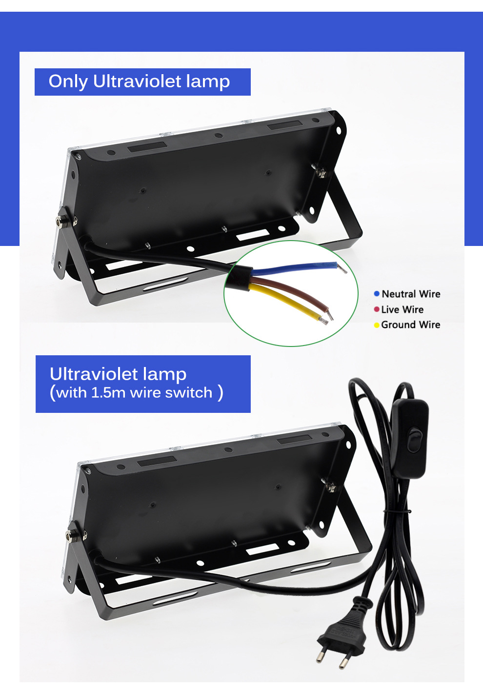 Cross-border 395nm ultraviolet floodlight, UV curing lamp, fluorescent Party stage light, black light drama performance light pic 2
