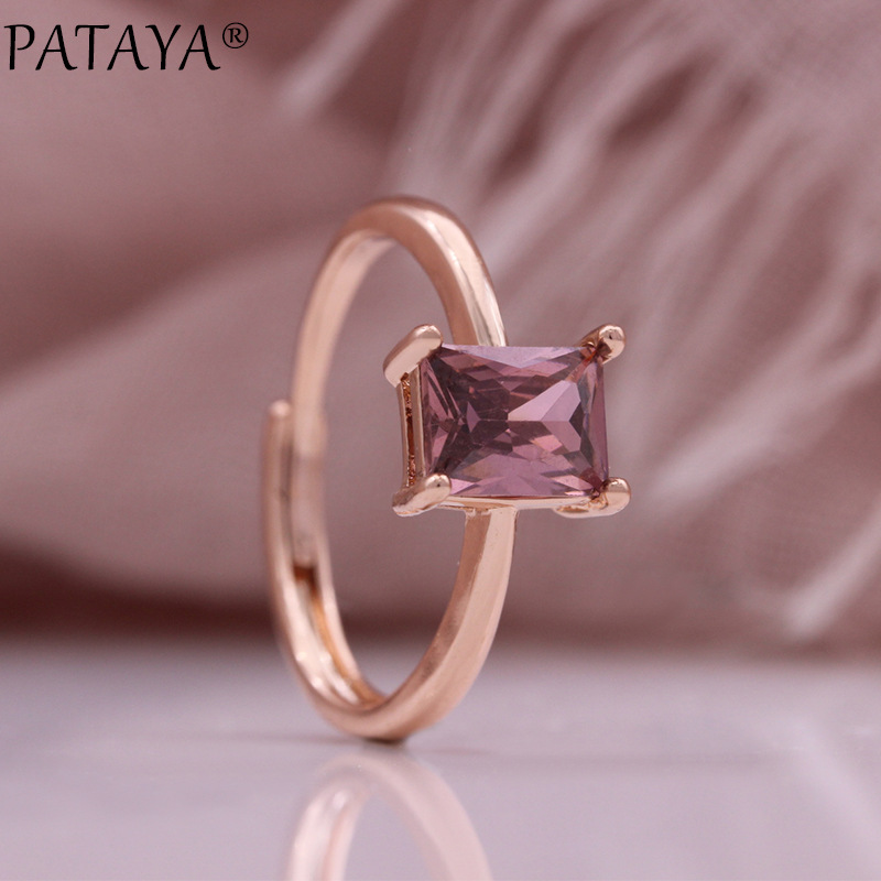 PATAYA新款可调节精美锆石戒指585玫瑰金跨境直供欧美饰品婚戒详情2