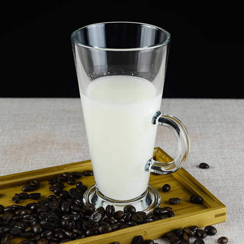 Wholesale of European-style lead-free tempered glass coffee cups, household milk cups, latte layered creative glass cups with handles pic 4