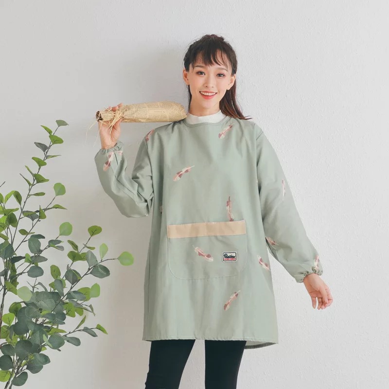 围裙韩版时尚田园风格防水防污女士反穿衣罩衣家务整洁布艺围裙详情10