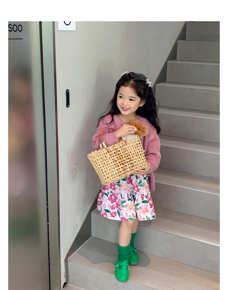 图图小象女童秋季童装儿童韩版碎花连衣裙洋气针织开衫宝宝套装详情36