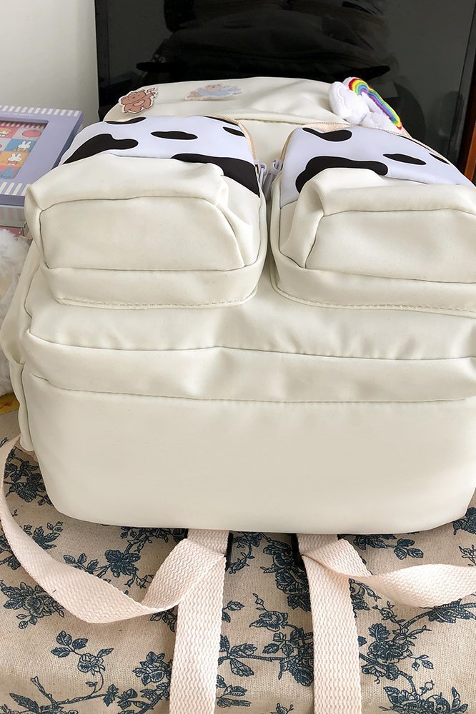 Japanese-style ins campus school style, fresh and cute, cute cow with earbuds, soft girl schoolbag, funny student backpack pic 55