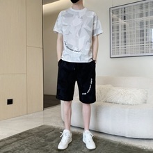 New Korean loose short-sleeved T-shirts for young men. Two pieces of cotton half-sleeved faux faux T-shirts for students, cool and oversized pic 23