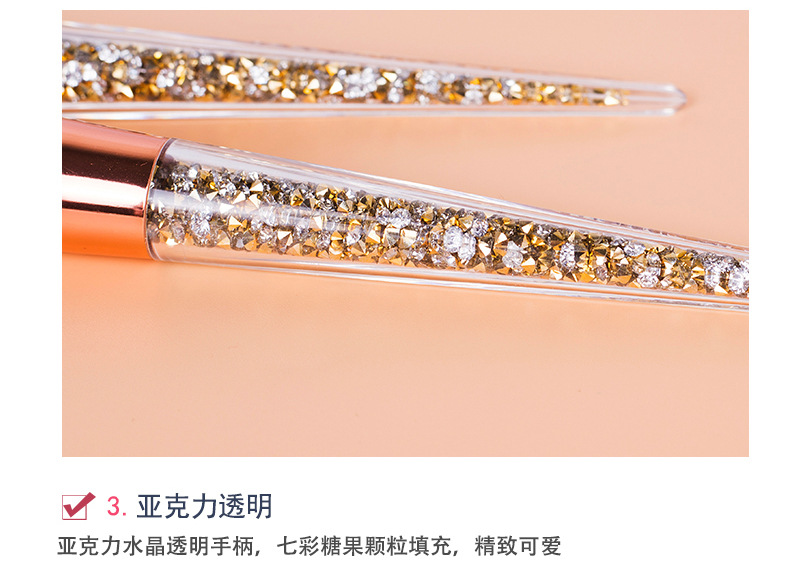 Fine flash acrylic brush handle, single makeup brush, diamond loose powder brush, blush brush, portable and portable beauty tools in stock pic 6