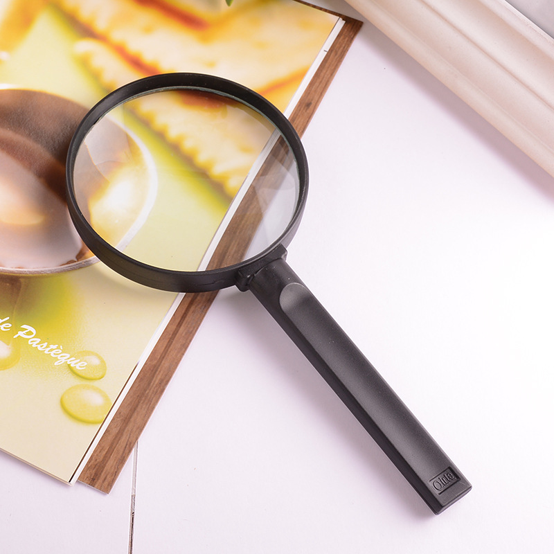 Yiwu Jinghui Factory directly sells Qilite flat-handled large, medium and small-sized handheld magnifying glasses for the elderly with ABS shells and glass lenses pic 4