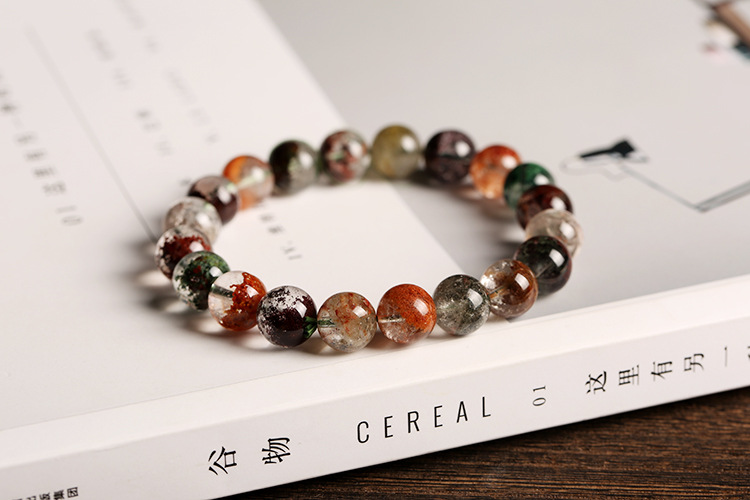 Natural raw mineral green ghost bracelet, color Ghost single-loop bracelet, about 9-10mm, crystal transparent treasure basin pic 5