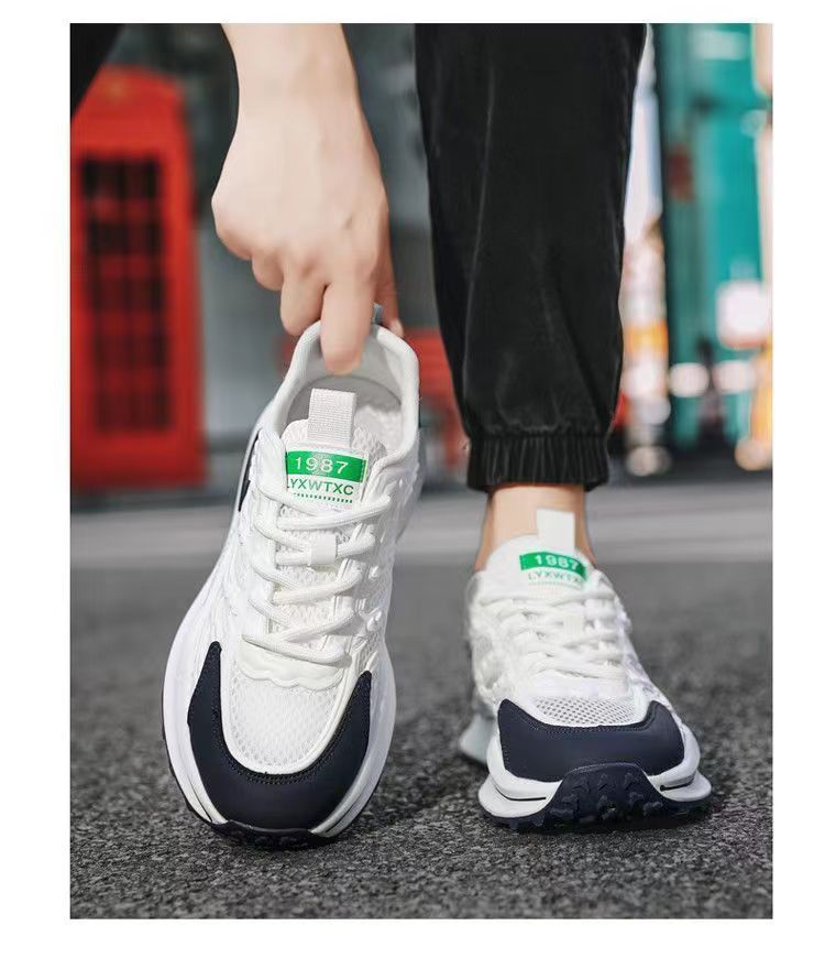 夏季男士镂空网鞋24新款软底透气小白鞋百搭休闲运动鞋潮流老爹鞋详情9