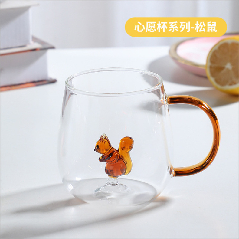 Venta al por mayor nuevo diseño de vidrio de borosilicato alto nivel de apariencia con el mango de la taza de agua para el hogar forma animal taza de vidrio de agua pic 9