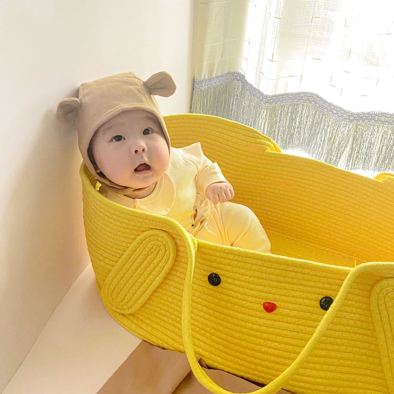 Portable pure cotton woven baby sleeping basket, portable baby crib for going out pic 59