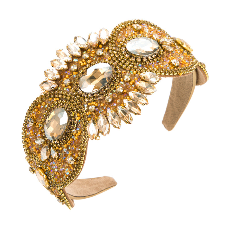 French retro, light luxury, heavy craftsmanship hair bands, high-end feel, rhinestone wide headbands, elegant hair accessories for balls, wholesale and export pic 35