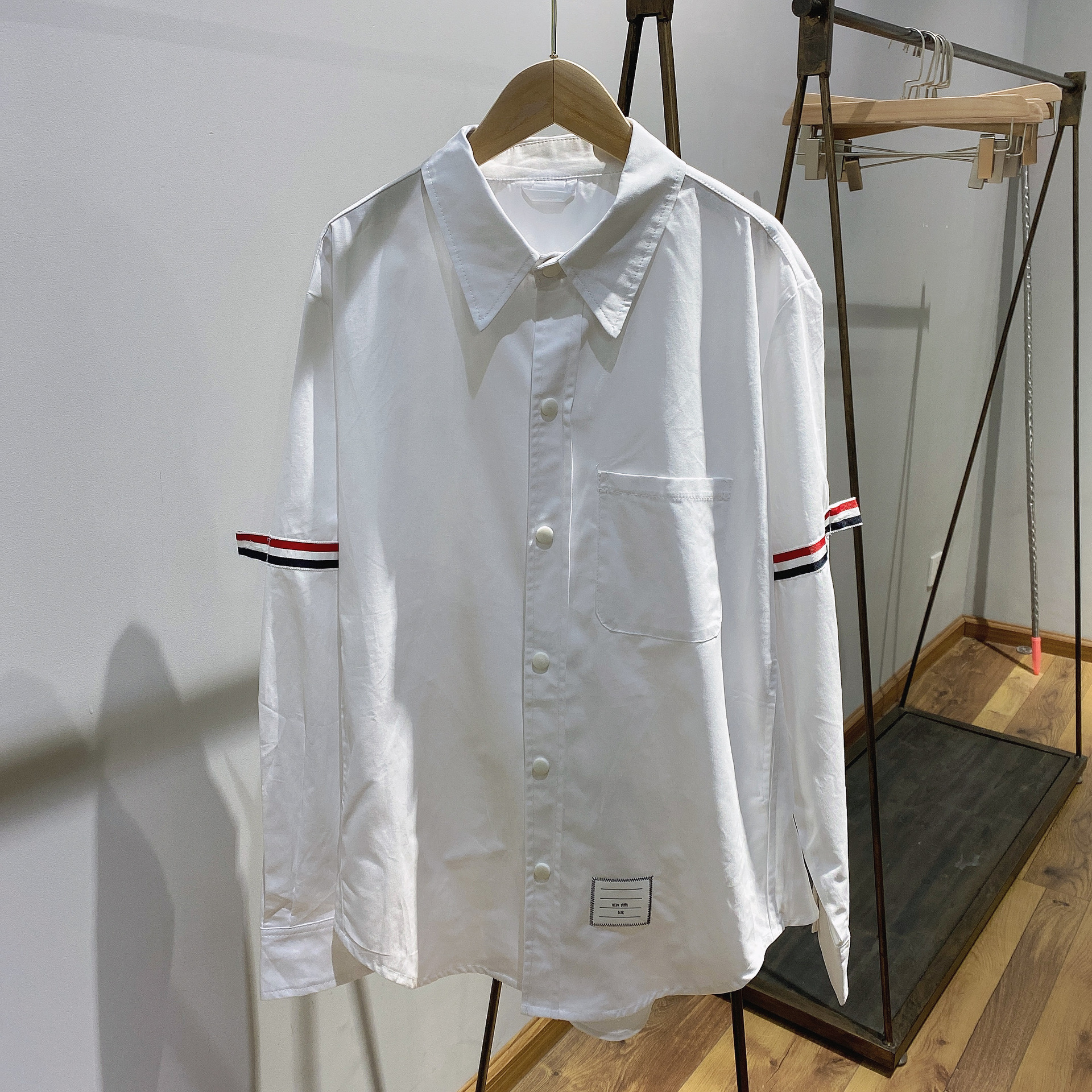 TB casual trendy brand poplin slim-fit solid white shirts for men and women, Oxford fabric shirts for women with long sleeves pic 117