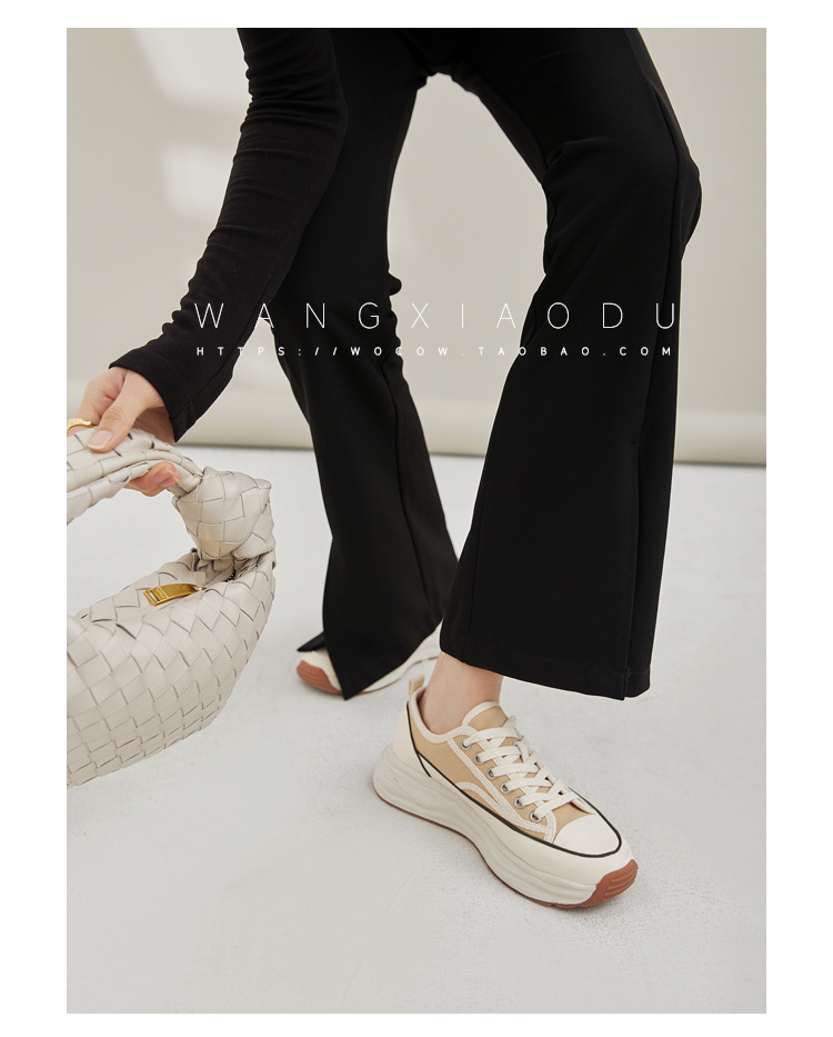 【澜柜】北海道 厚底系带帆布鞋女2022年新款网面平底小白鞋子女详情68