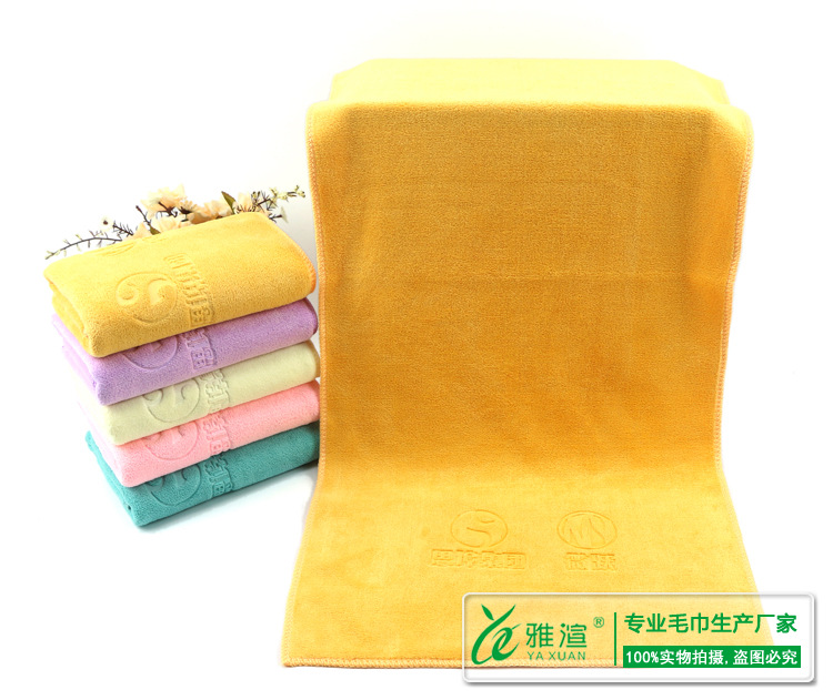 Yaxuan ultra-fine fiber brushed 400g embossed towel, super soft and super absorbent advertising gift towel pic 10
