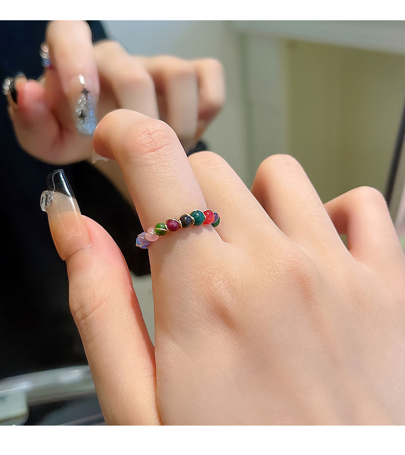 彩色串珠开口戒指女ins风甜美小众设计食指戒夏季百搭手饰品批发详情13