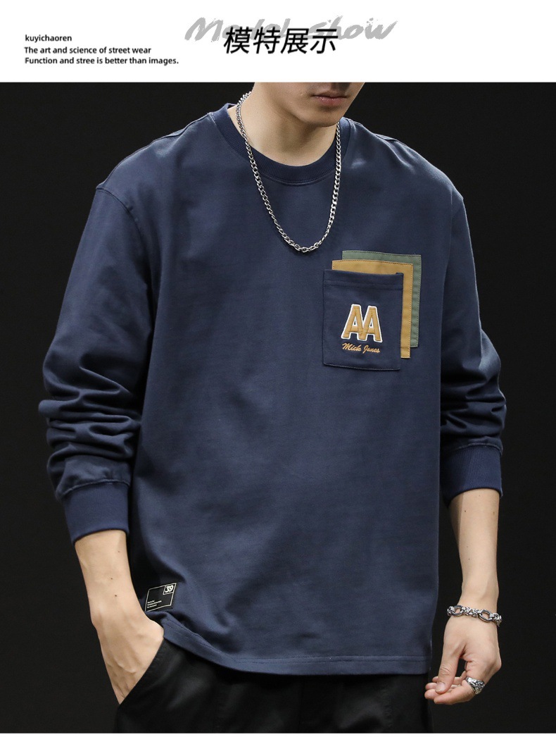 Sticky bag manga larga camiseta hombre holgado tallas grandes primavera 2024 nuevo estilo hombre heavy pound cuello redondo ropa primavera/otoño pic 2