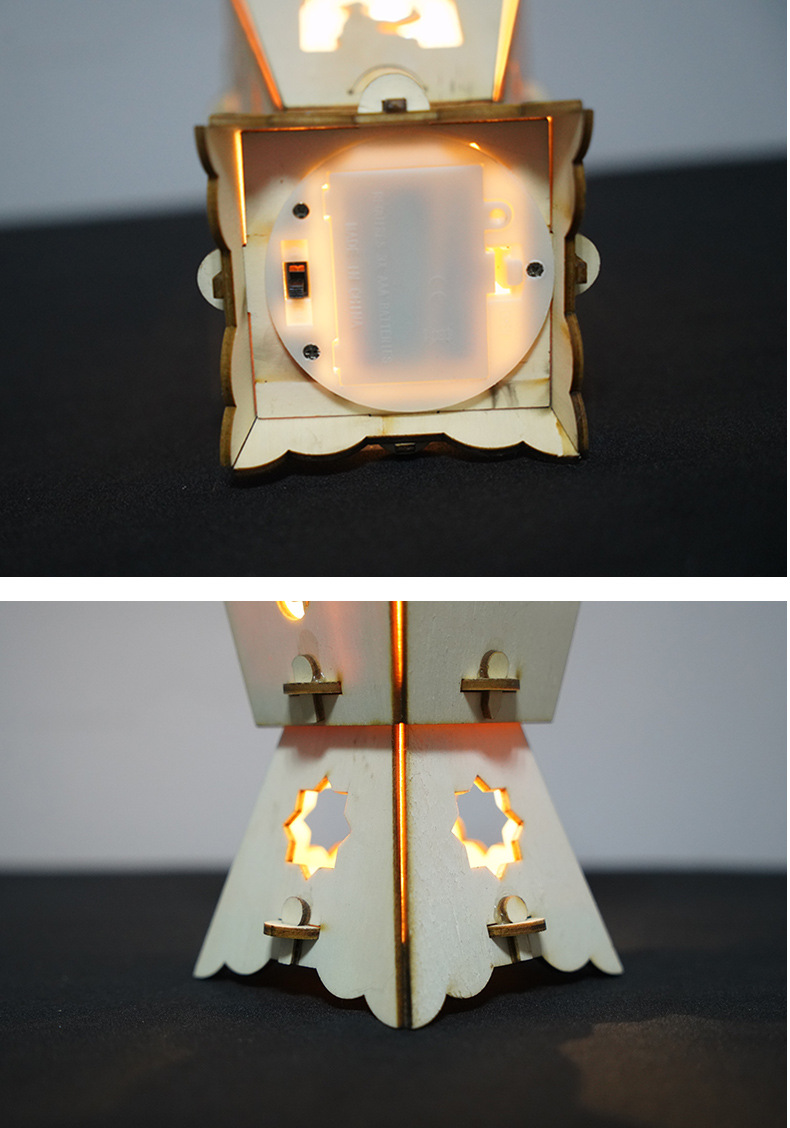Arab Middle East Ramadan Lantern Festival eid decorative items, light-emitting laser-cut cross-border decorative items, wooden pendant pic 23