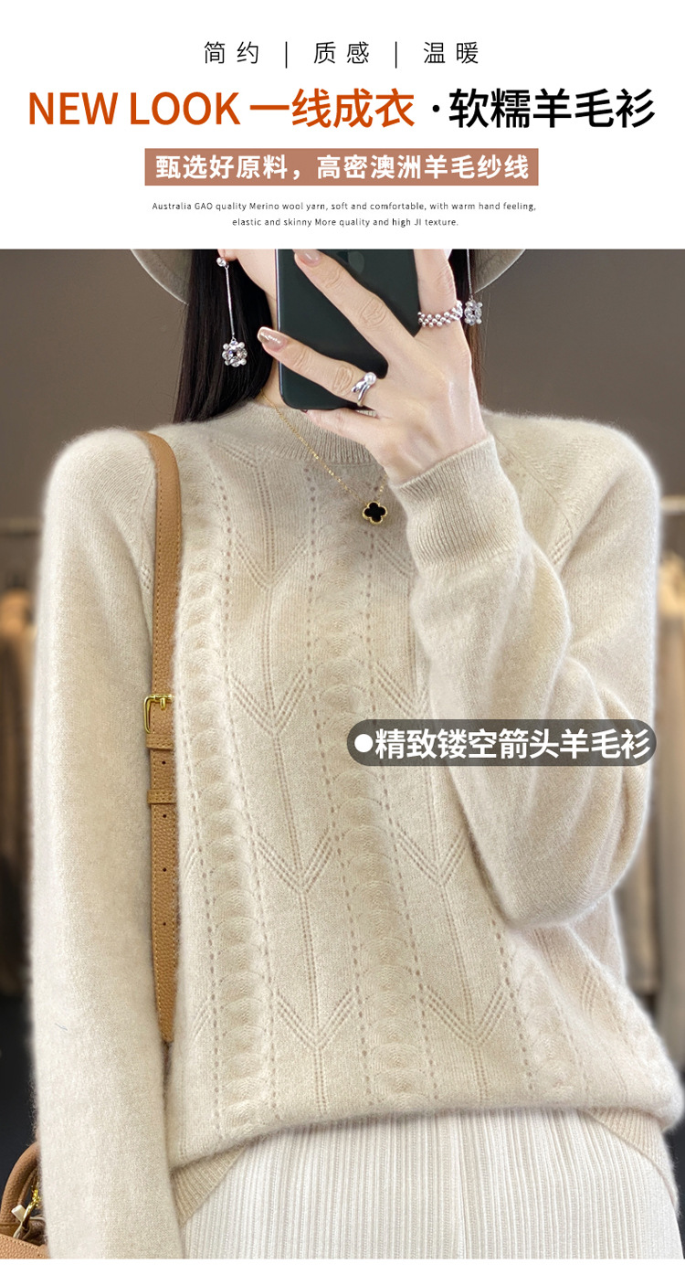 2023秋冬新款羊毛衫一线成衣圆领女士套头衫针织衫上衣打底毛衣详情1