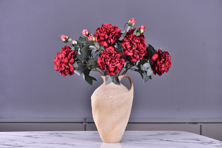 Factory direct sales of 2 simulated peonies, retro charred edge simulated peonies, soft decoration floral art for living rooms, lobbies and homestays pic 70