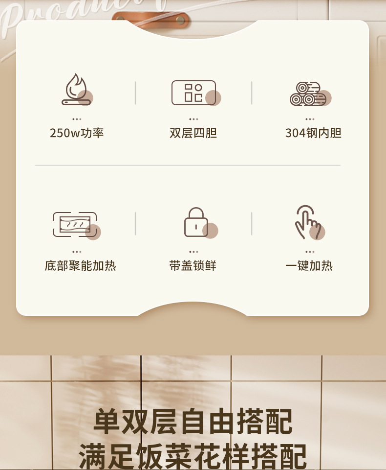 Factory direct supply of multi-functional heating lunch boxes, plug-in steam cooking insulated lunch boxes, portable electric heating lunch boxes, gift wholesale pic 2