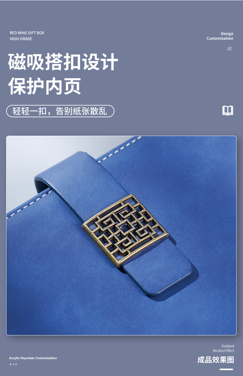 Factory wholesale thickened a5 business notebook with buckle imitation leather notepad, office stationery, record diary set pic 8
