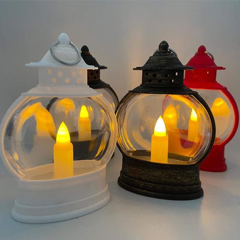 Christmas retro small oil lamp, LED electronic candle lamp, outdoor home small lantern, plastic flat horse lamp, night light, wind light pic 6