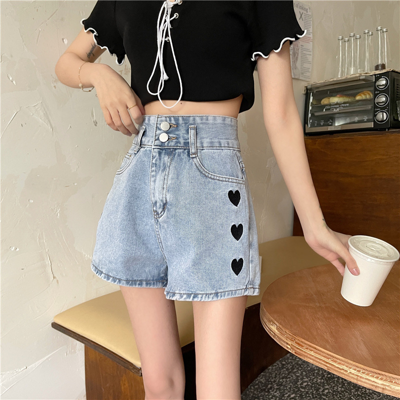 Heart-shaped jeans for women, straight-leg loose, spring and autumn 2021 new style, casual high-waisted shorts with a design sense for petite women pic 13