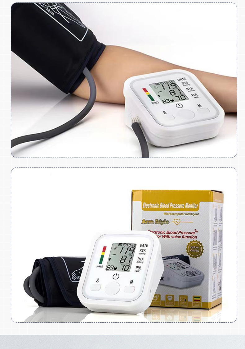 外贸新品监护仪电子血压计测量仪英文语音智能高精准全自动手臂式详情13