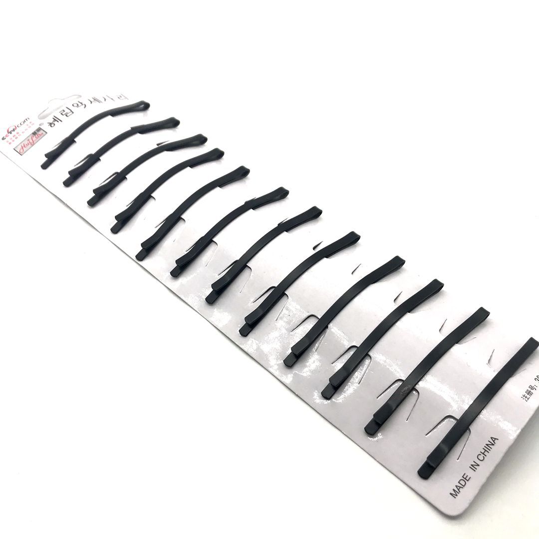 Wholesale Korean-style black straight clips, bow clips, lacquered black bangs hair clips, two-yuan hot-selling products at street stalls pic 3