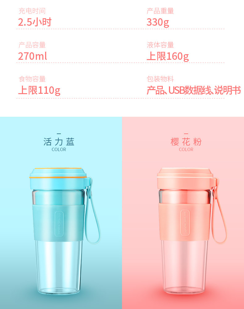 SAST Fresh Fruit Fun Portable Juicer, portable juice cup, USB charging, travel with wireless fresh juice hand-shaken cup pic 55