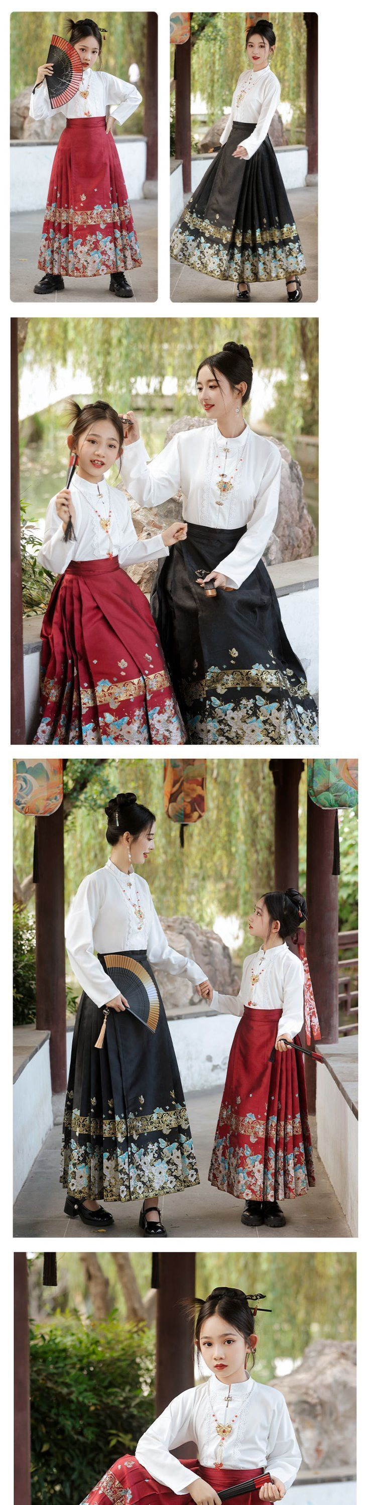 国潮汉服国风女装童装儿童亲子新中式改良成人半身裙汉元素高档马面裙详情4