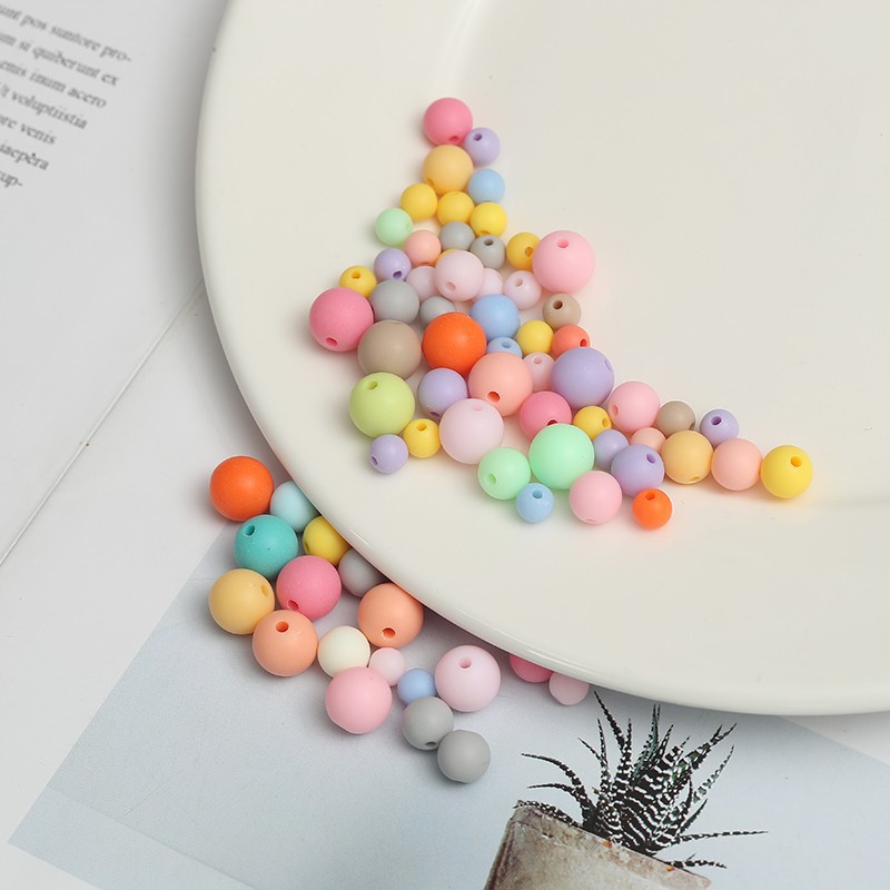 6-10MM亚克力马卡龙圆珠磨砂珠散珠混彩DIY饰品配件手链串珠材料详情1