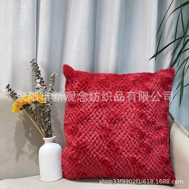 New plush sofa pillowcase, solid color simple wavy short fur pillow cover, yellow pillowcase wholesale pic 23